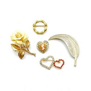 Elegant Gold and Silver Brooch Set